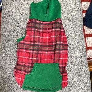 Plaid Dog Hoodie - Red and Green
